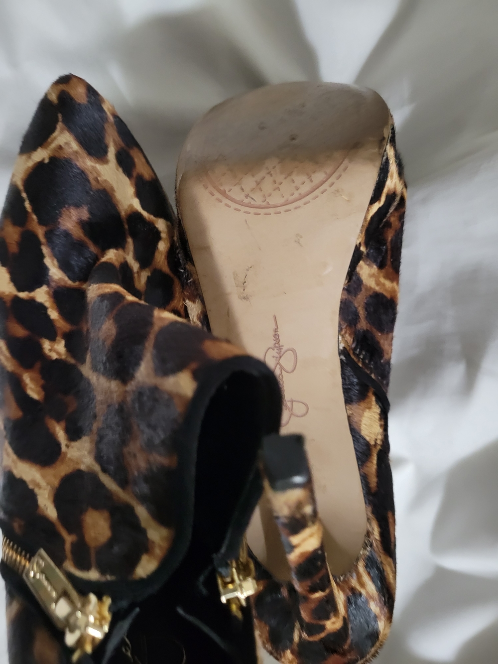 Jessica Simpson Leopard Print Pointed Toe Women’s Ankle Boots - Picture 3 of 5